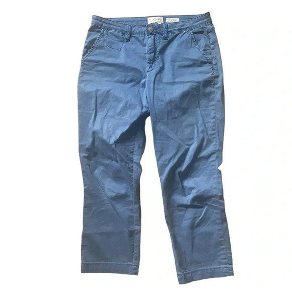 Chino by Anthropologie Slim Blue Stretch Capri Pants Pockets Size 30 - Picture 1 of 6